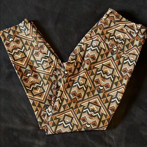 H&M Geometric Printed Trousers in Brown, Tan, Black & White